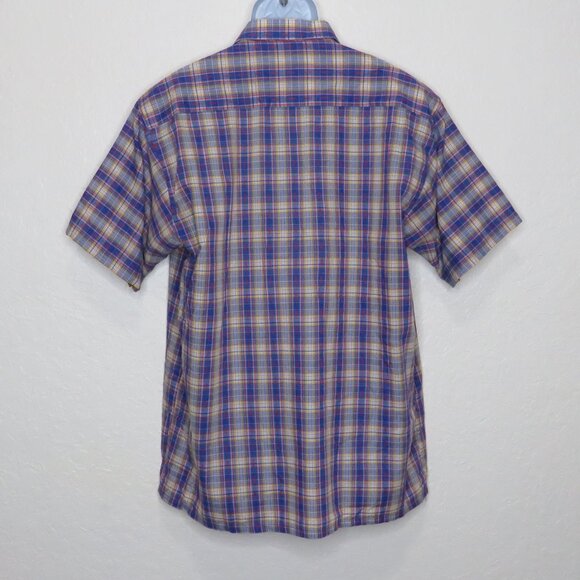 Basic Options* Men's Short Sleeve Button Down Straight Hem Pocket Plaid Shirt~XL - Picture 2 of 10